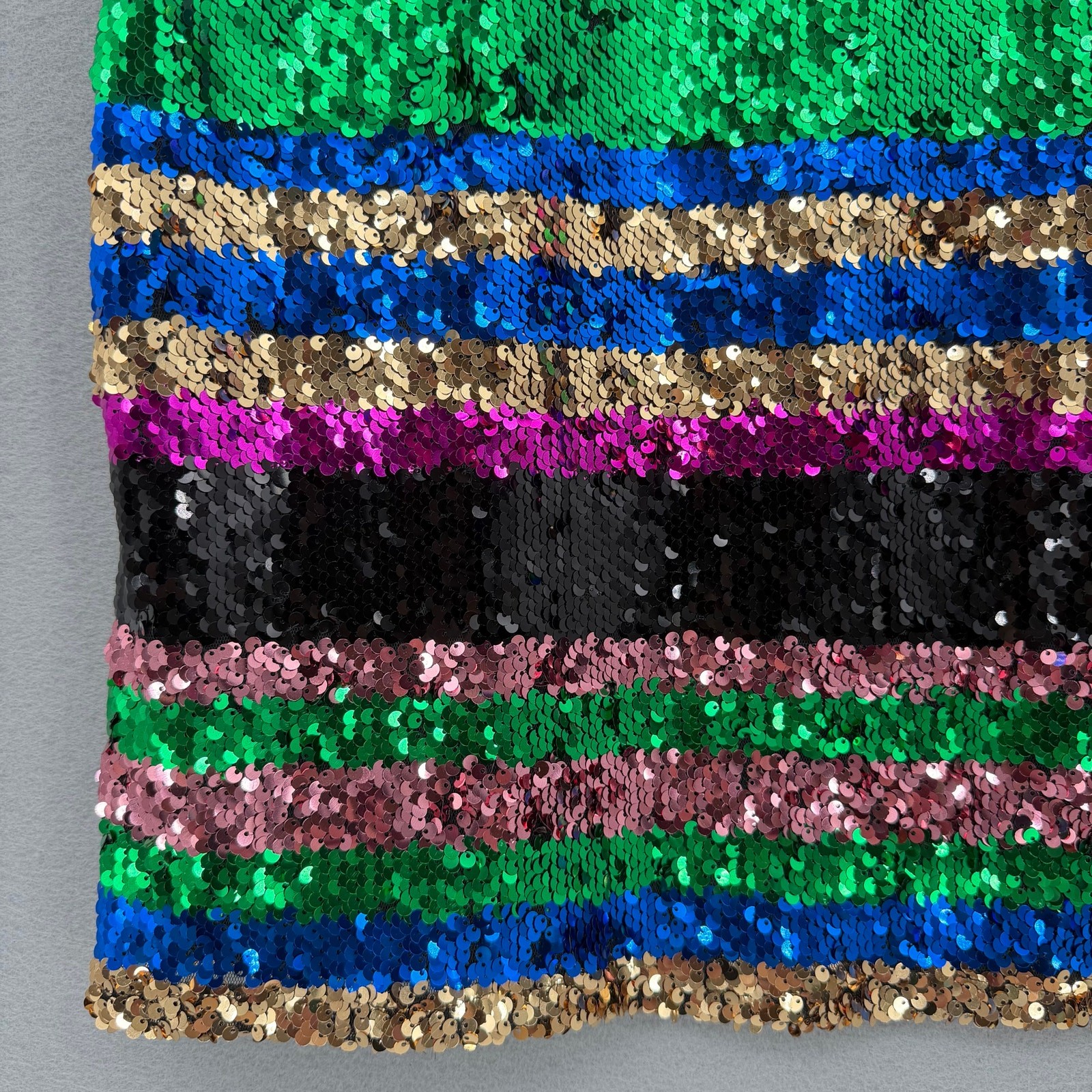 Lea & Viola M Black Multi Color Sequin Stripe Mini Sleeveless Ties Shift Dress