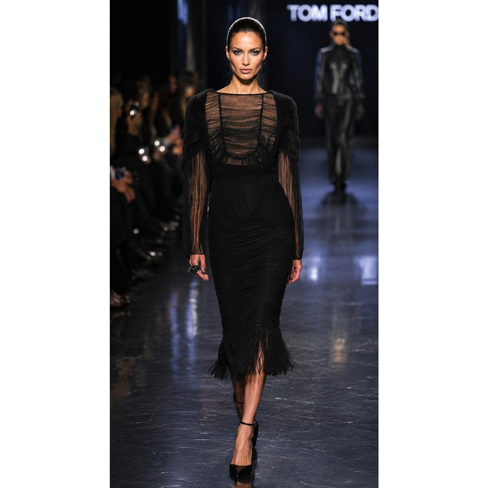 Tom Ford Black Sheer Runway Dress 42 Vampire Goth