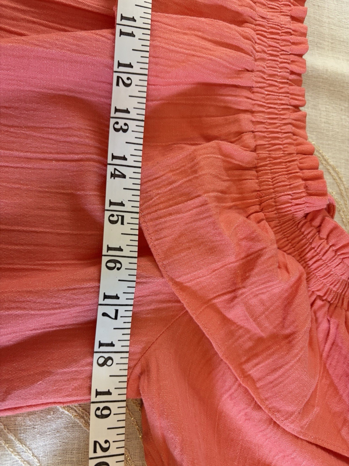 Violet Weekend Peach Off Shoulder Ruffle Knee Length Dress L Cotton Blend