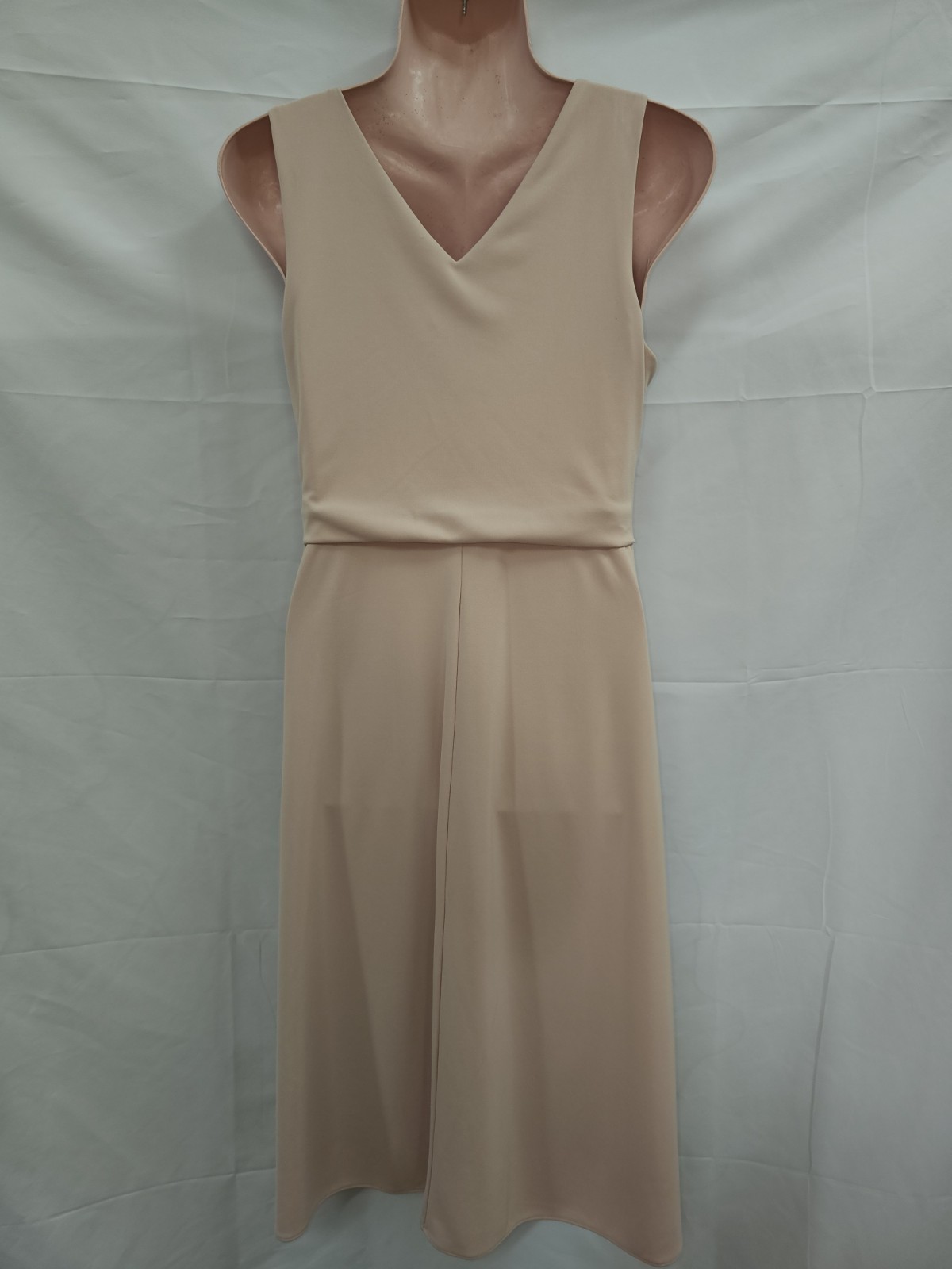 DKNY Pleated Surplice-Neck Faux-Wrap Sheath Dress In Blush Pink Size 6