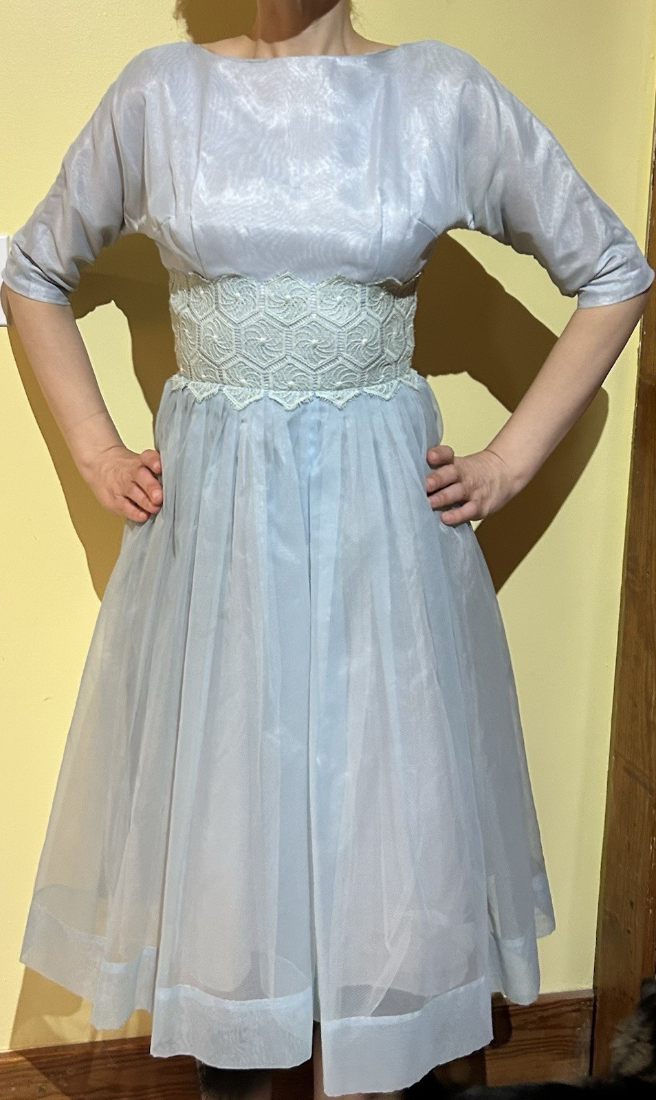 Dreamy 50s Vintage Blue Dress Small Union Made Fairycore Alice in Wonderland