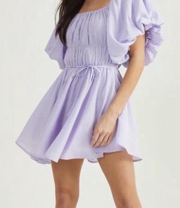 Altar’D State Amabella Puff Sleeve Wedding Guest Dress NWT Women L Bridal Shower