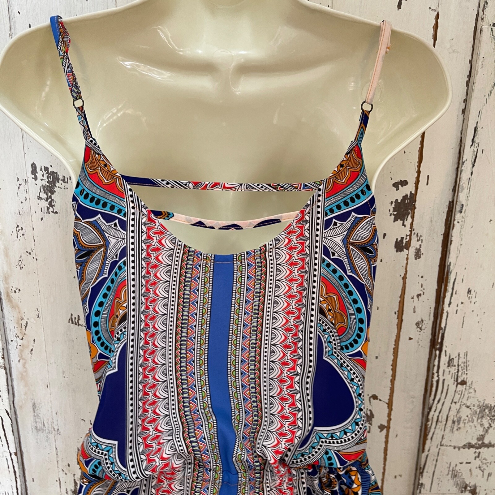Lucy & Laurel Size 6 Woman’s Blue Orange Red Green White Paisley Sundress Dress