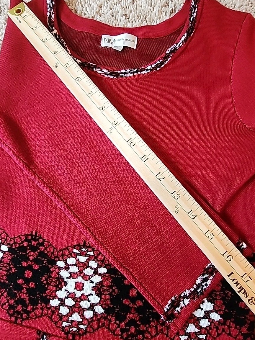 Neiman Marcus Dress Size M Fit And Flare Fair Isle Holiday Party Cocktail
