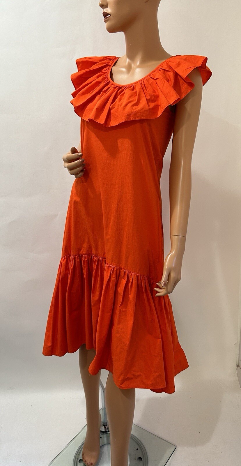 WHIT TWO Flouncy Ruffled Madi Dress size Medium Anthropologie Rich Orange