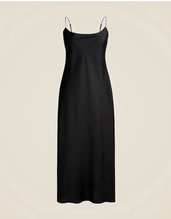 J Crew Gwyneth Slip Dress Black Plus Size 18 Adjustable Strap Charmeuse Satin