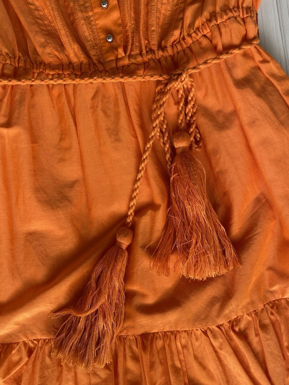 Robert Rodriguez orange cotton/silk short dress with buttons perfect con Size 2