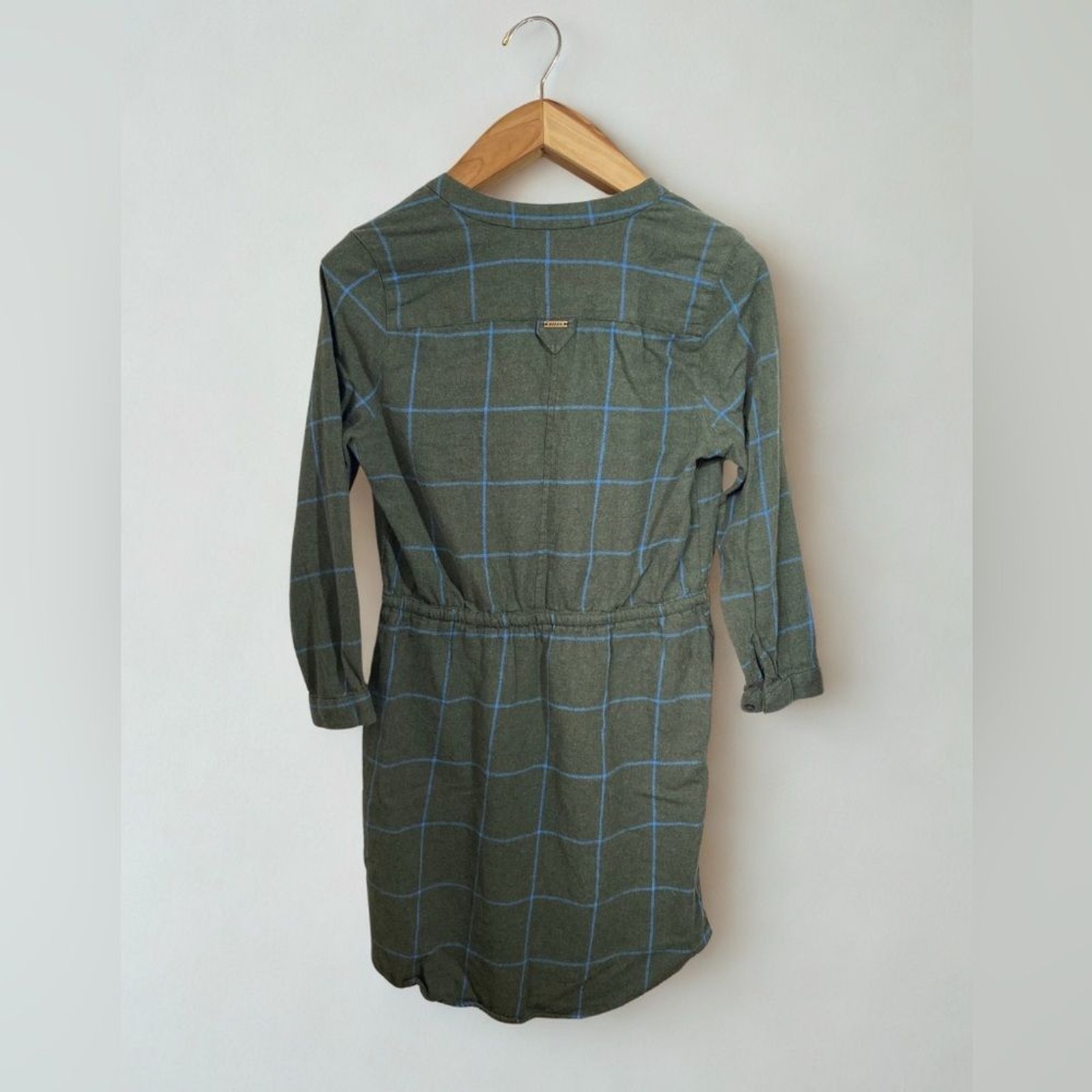 PrAna Loop to Pines Dress 100% Organic Cotton Midi Shirt Dress Kale Green Size S