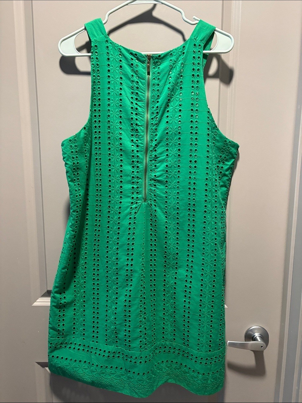 Isabel & Nina Green Eyelet Shift Dress Size 14 Cotton Embroidered Sleeveless