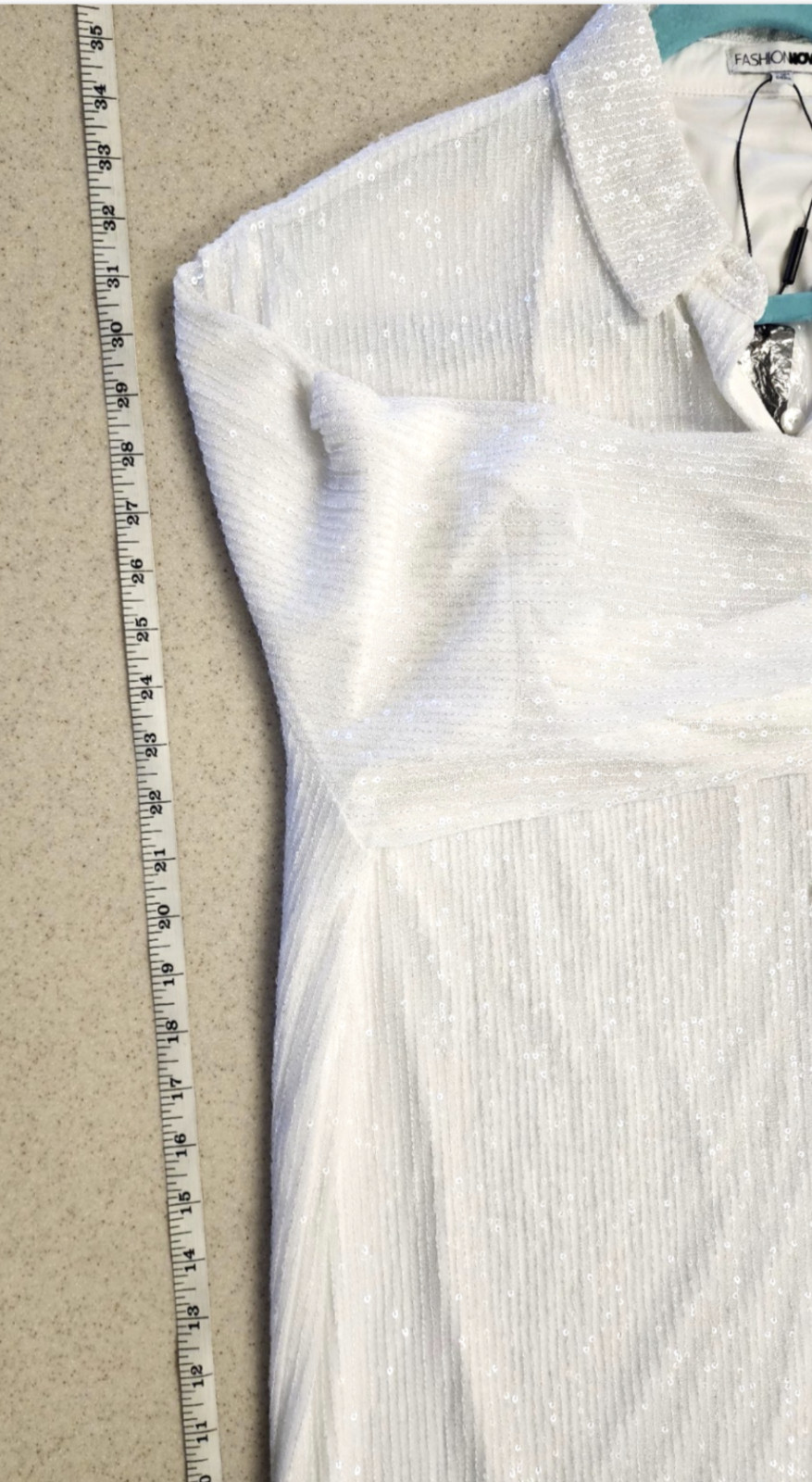 ✨ White Sequin Button-Up Blouse | Long Sleeve Collared Shirt | Elegant Sparkle
