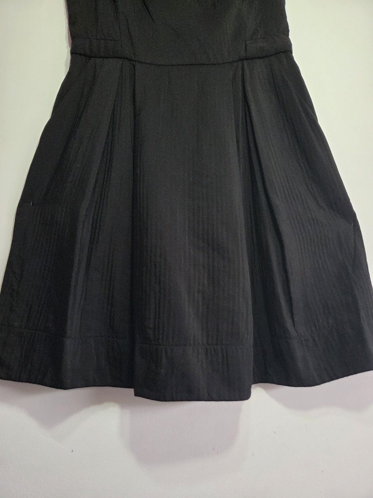 Cue Black Fit & Flare Square Neck Sleeveless Pleated Pockets Zip Dress 12