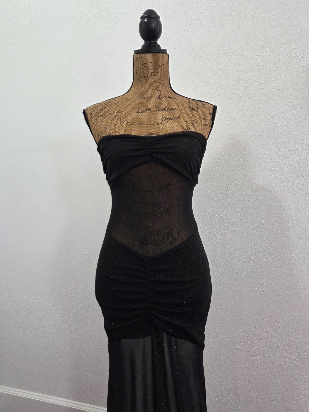 Dolls Kill Women’s Black Sparkly Mesh Maxi Dress Size S