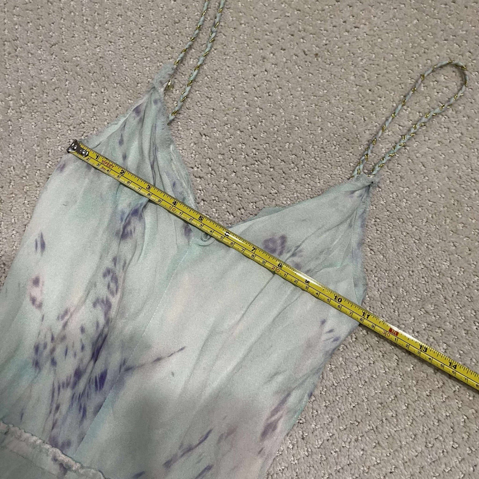 Love Shack Fancy Flowing Silk Fabric Lace Trim Detail Spaghetti Straps Size 0