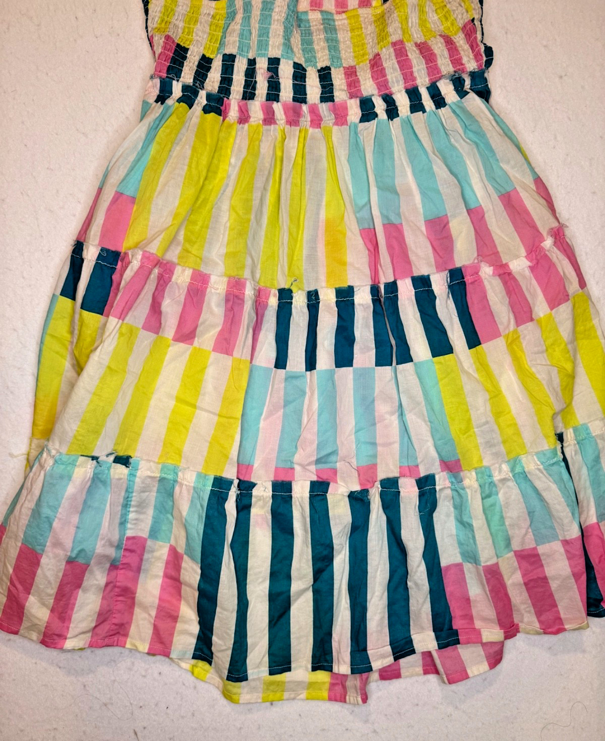 Torrid Tiered Smocked SunDress Size 2 Multicolor Rainbow Striped Cotton Resort