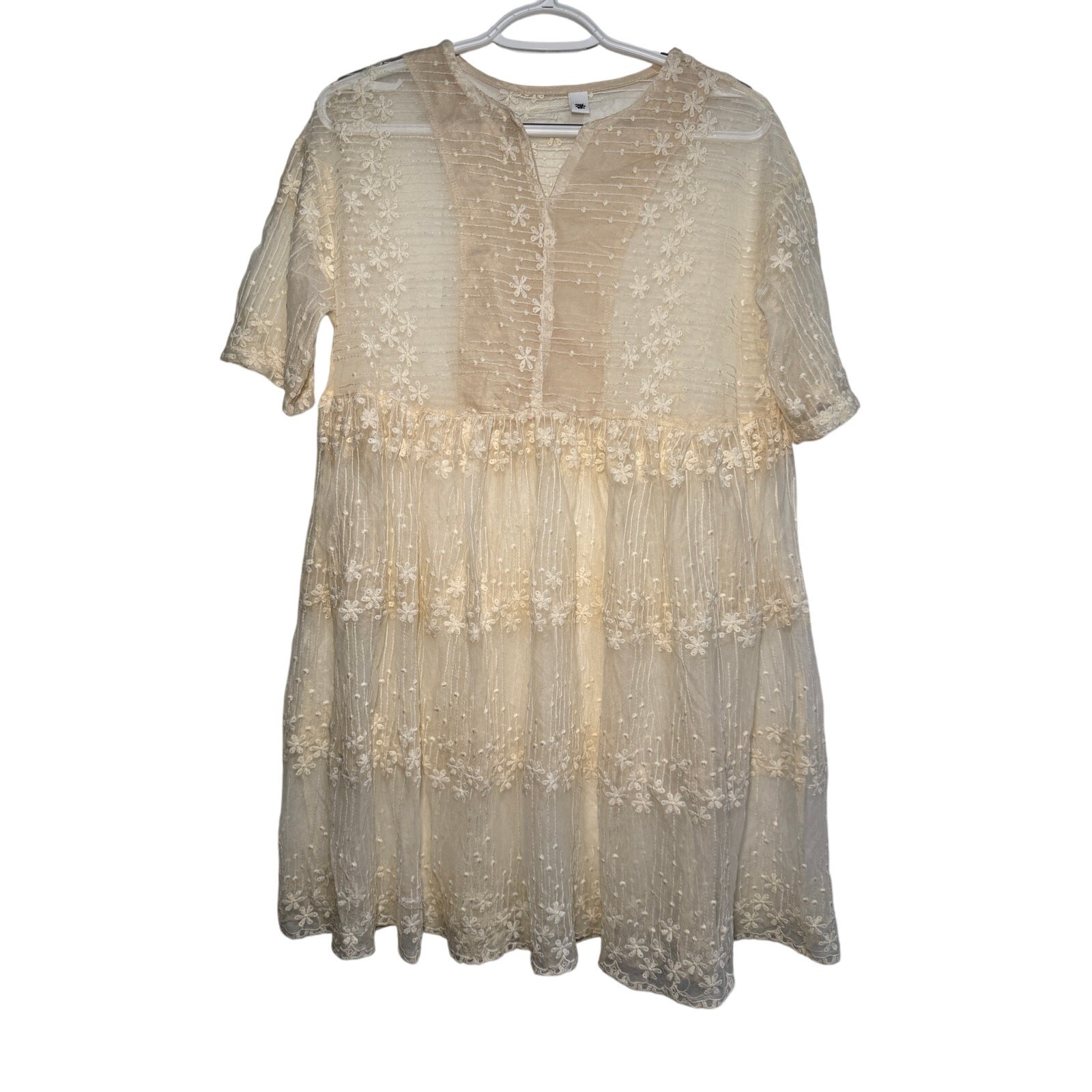 Mossimo sheer embroidered dress womens large ethereal coquette fairy grunge boho
