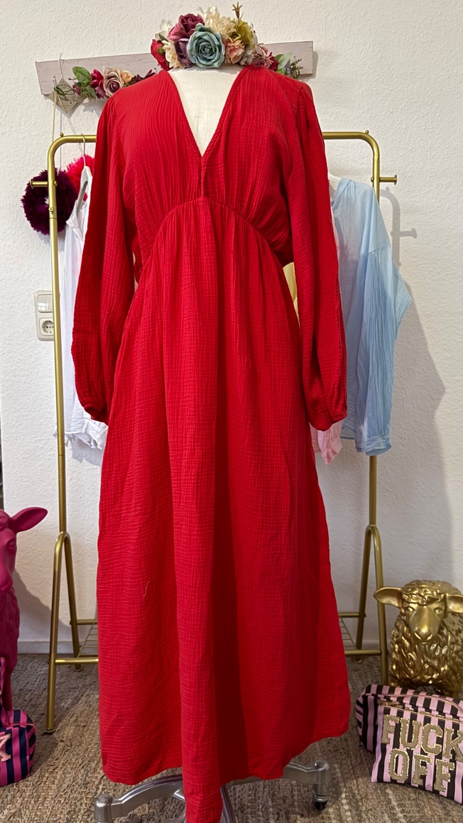 muslin dress summer 2026 onesize 38 40 42 red