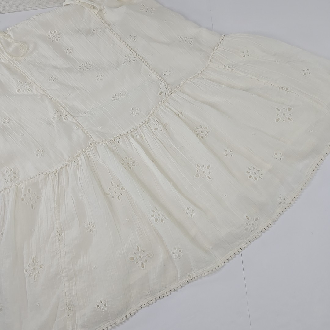 AERIE White Eyelet Embroidered Tiered Sundress SZ M Cotton Lace Trim Boho Summer