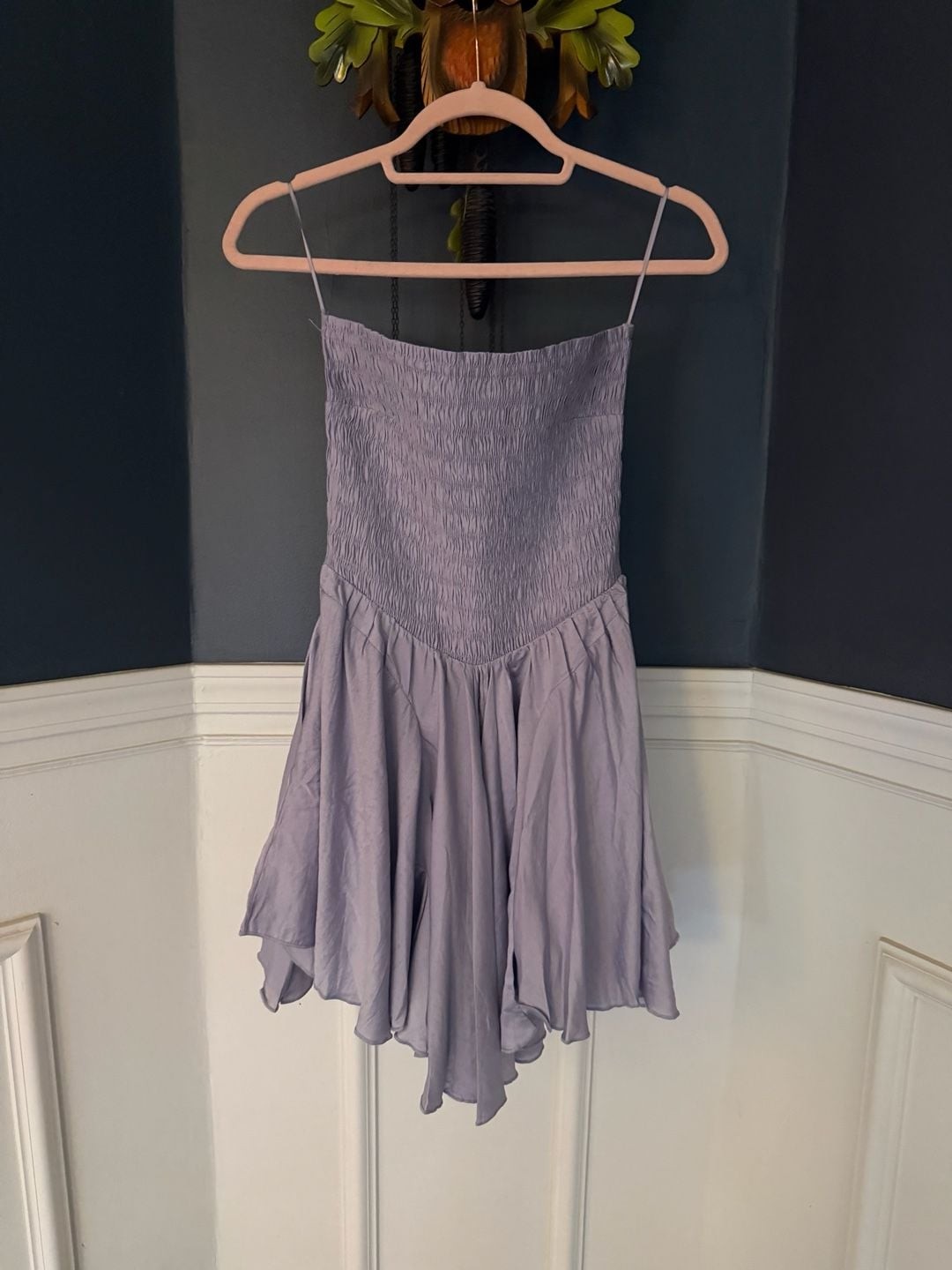 By Together Smocked Strapless Ruffle Hem Mini Dress, Blue