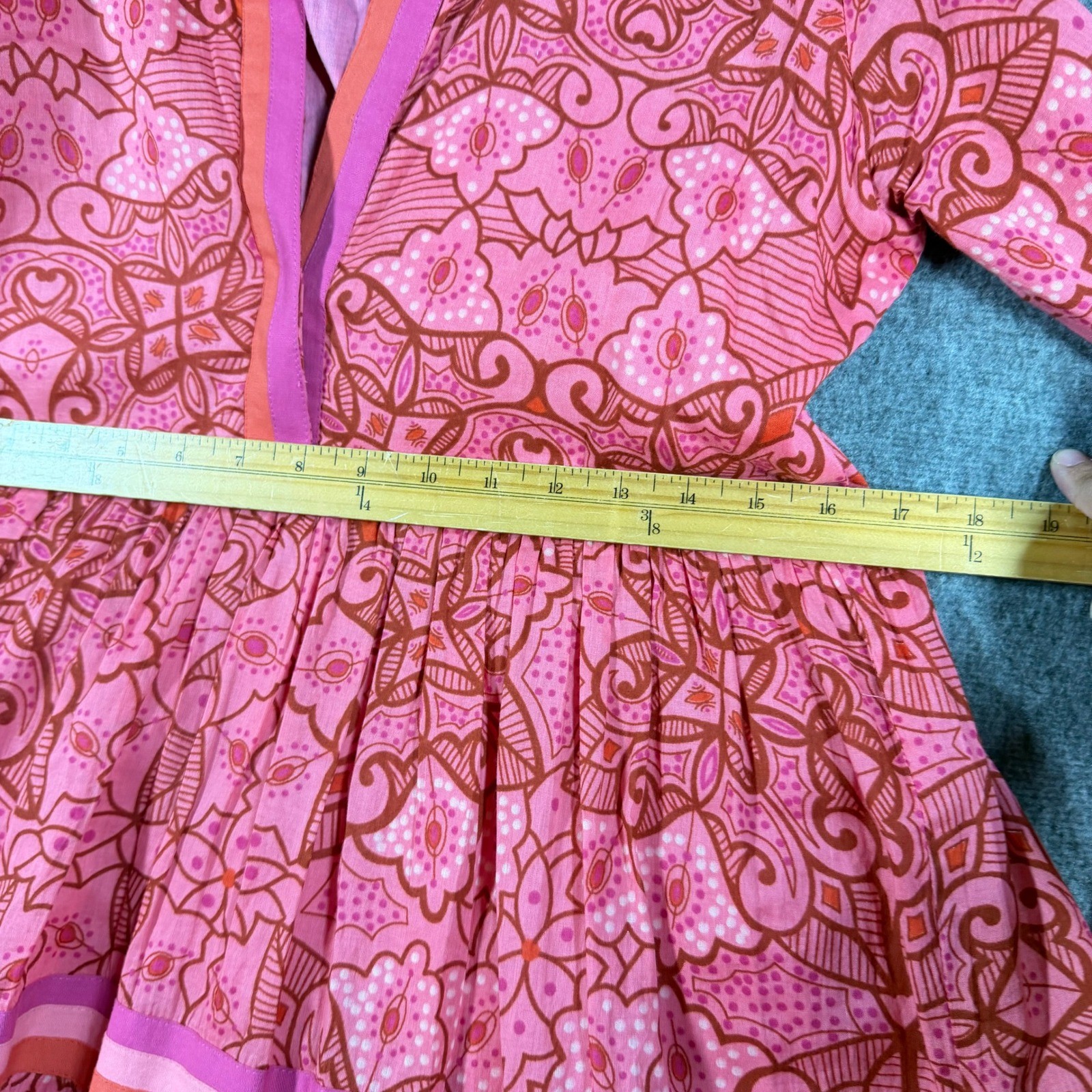 Tuckernuck Ro’s Garden Pink Floral Diwali Tiered Maxi Dress Long Sleeve Medium