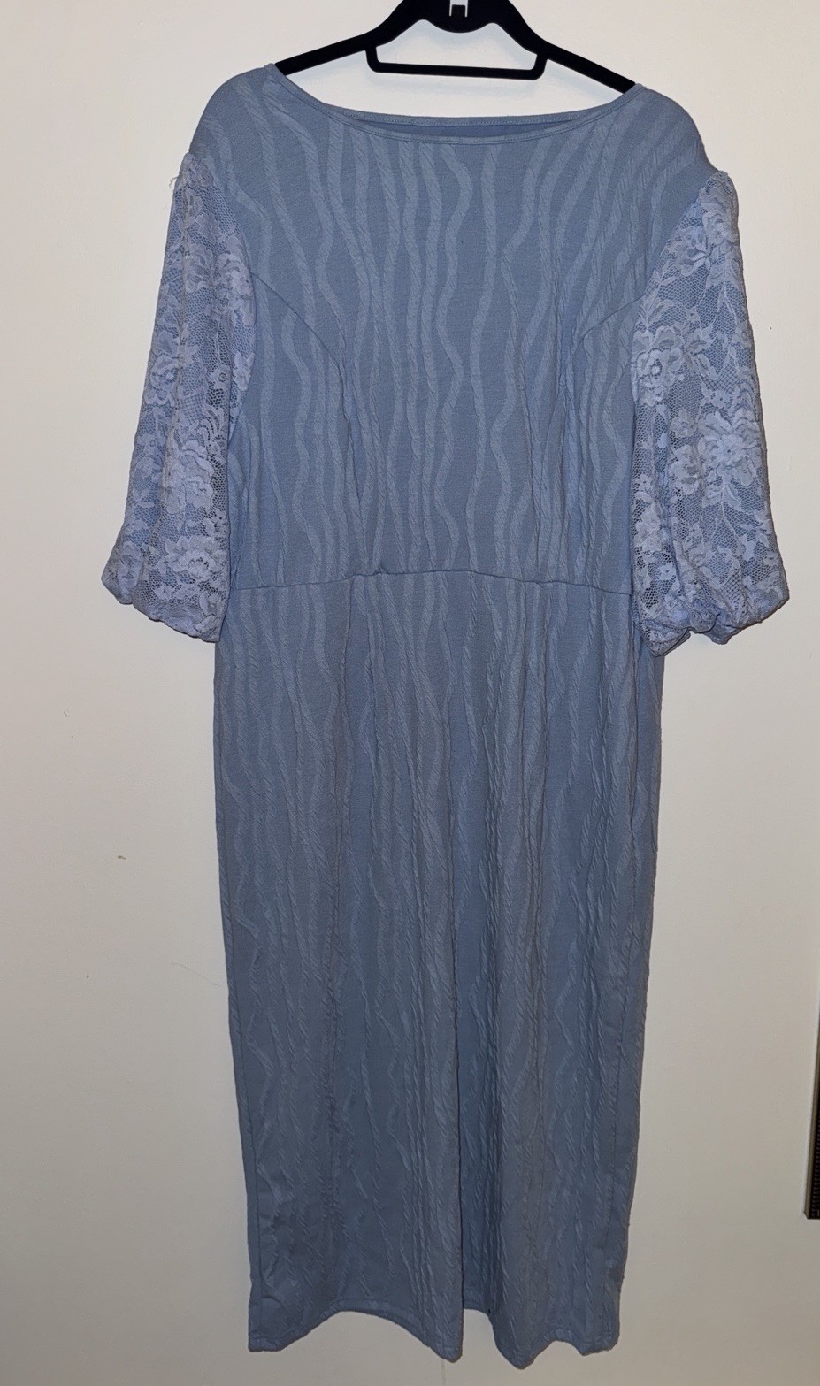 Elegant Solid Color Round Neck Lantern 3/4 Sleeves Autumn & Winter Knitted Dress
