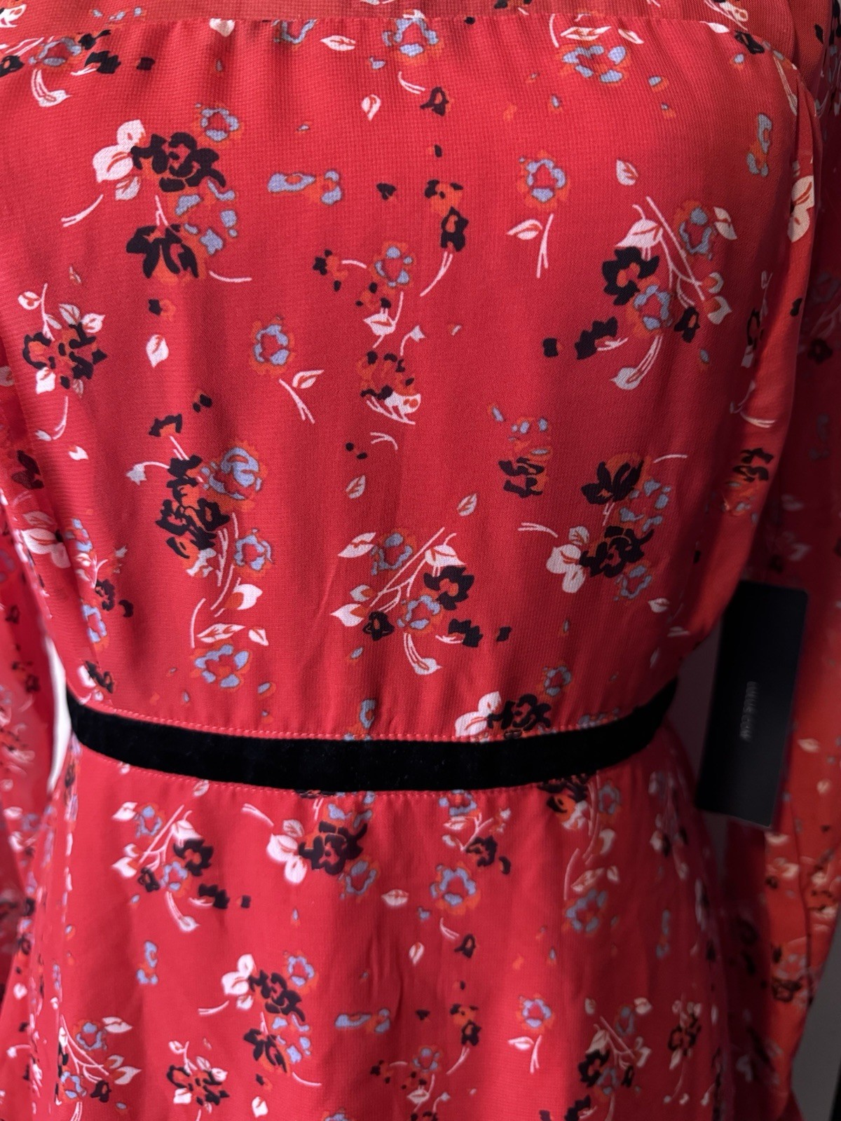 Lulus Women’s Red Floral Mini Ruffled Tiered Dress With Ruffled Hem On Sleeves