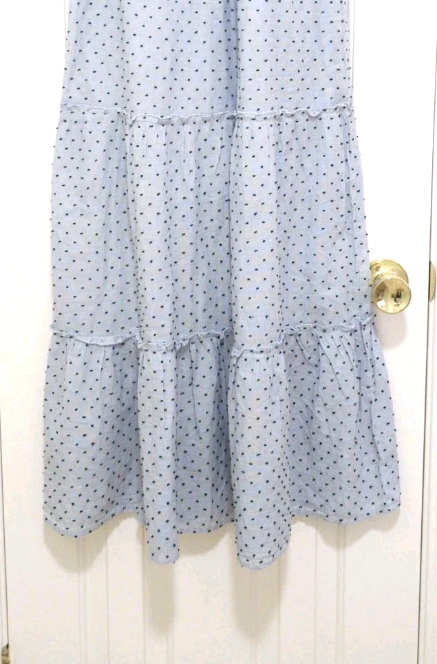 Style Envy Peasant BOHO STRETCHY Tube Top LONG STRAPLESS MAXI Dress Medium Blue
