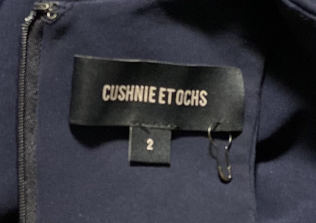 CUSHNIE ET OCHS Dress Mini Cutout Chest Navy Size 2 EUC Made In USA