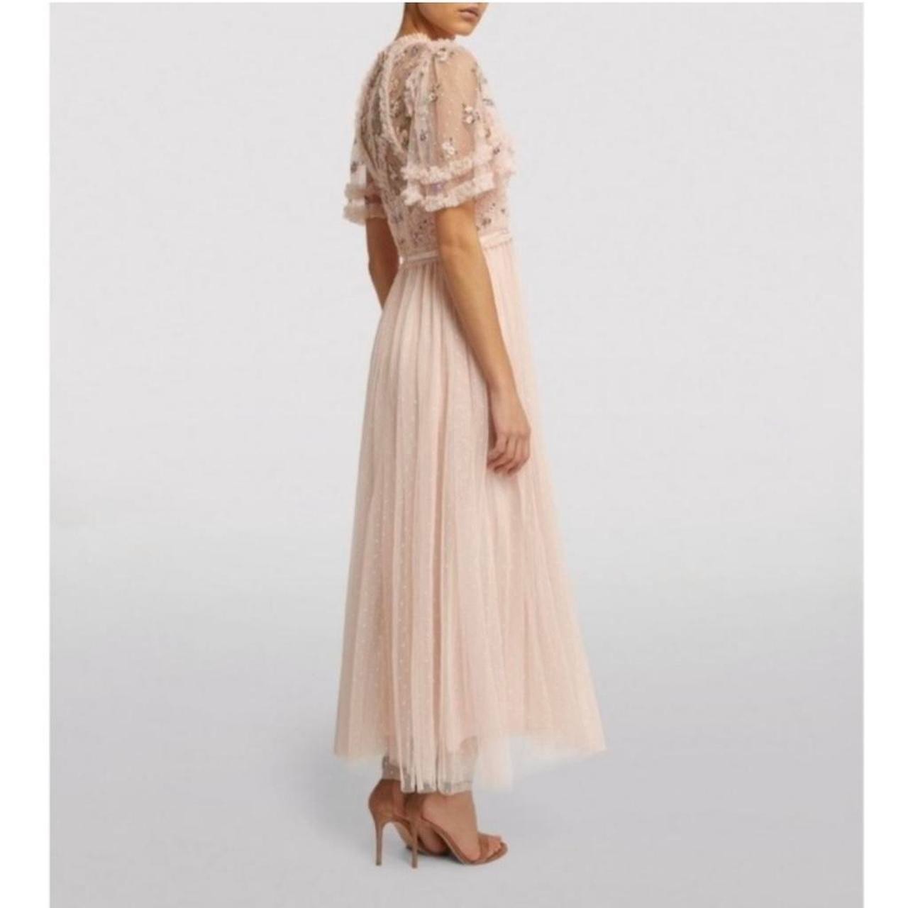 Needle & Thread Pink Tulle Floral Print Embroidered Dress Size 12 $900