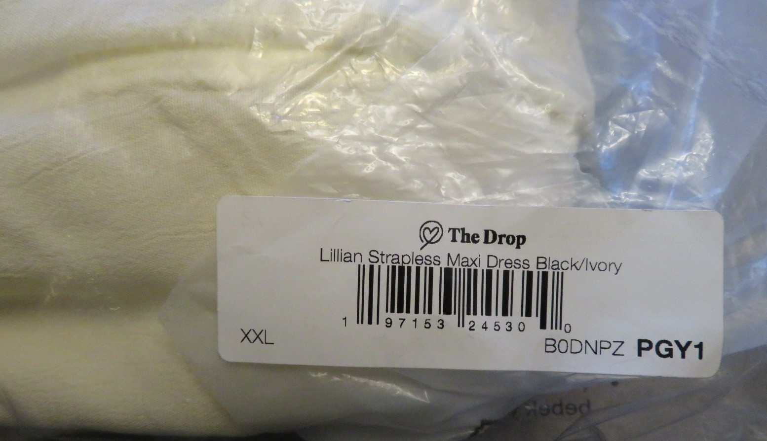 NWT The Drop Lillian Mixed Media Strapless Maxi Dress, Black/Ivory size XXL