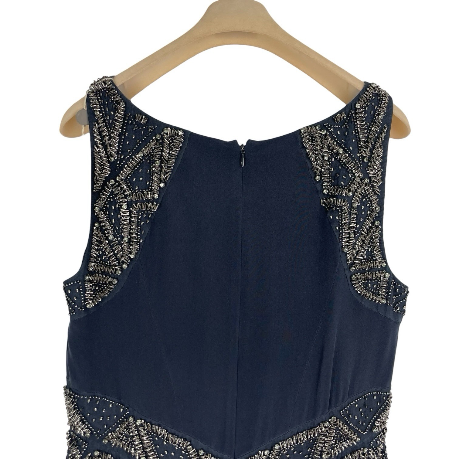 AMANDA WAKELEY Jelena Navy Gown, Size AU/UK 14 US 10, Beaded Silk Evening Dress