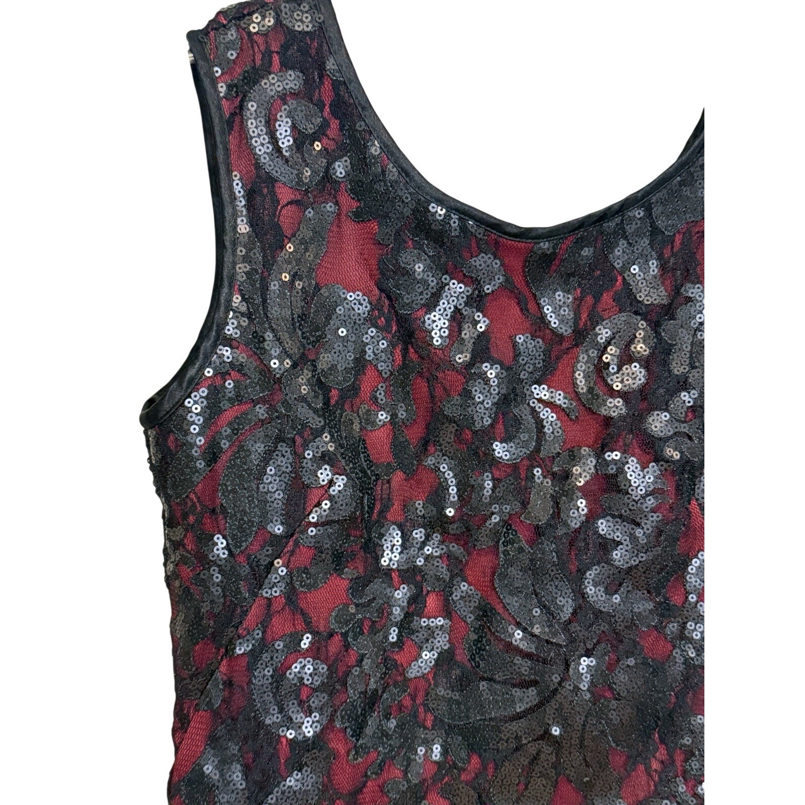 NWT Cache Size 0 Dark Romantic Glam Party Dress Red Black Mesh & Sequins