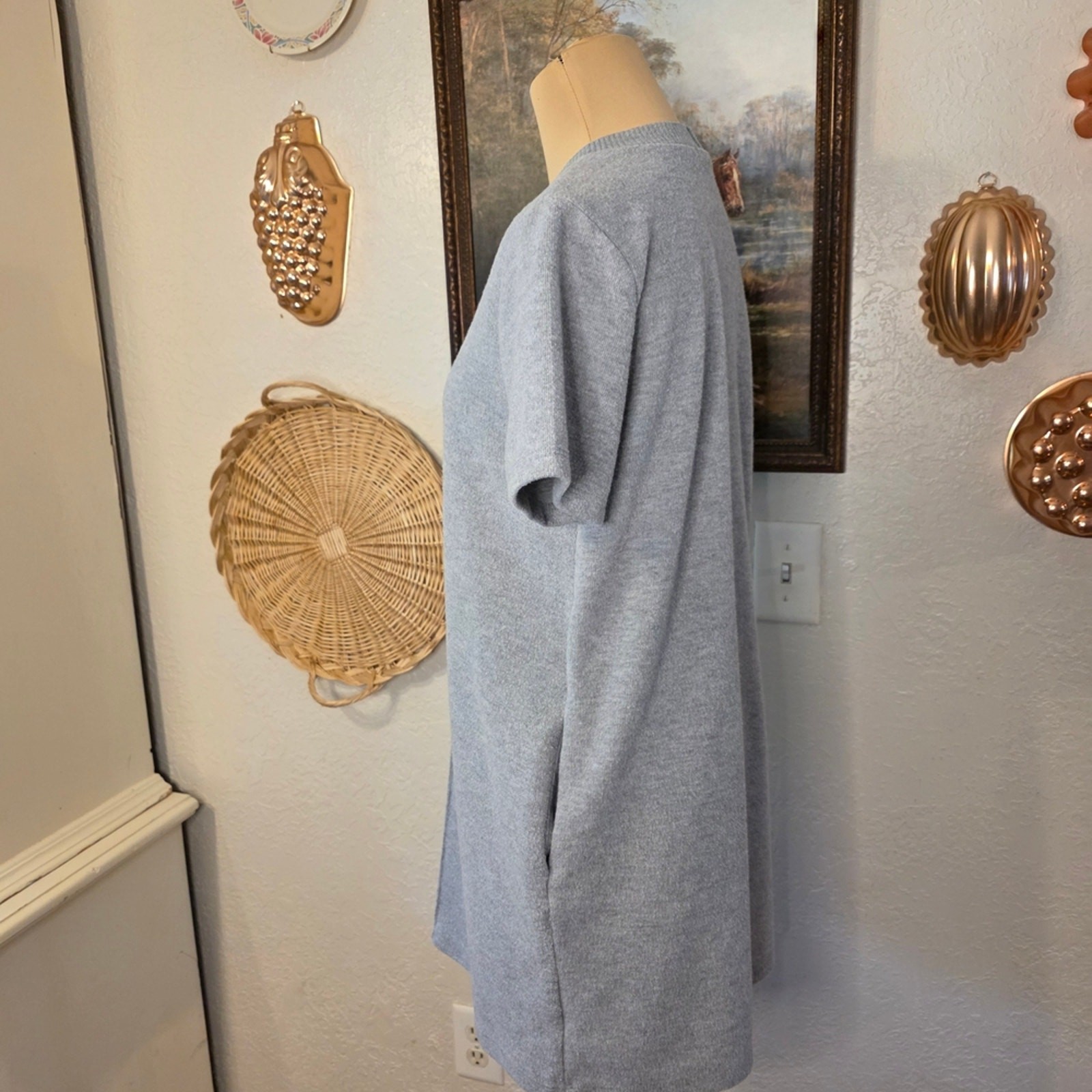 Steve Madden S Gray Short Sleeve Shift Sweater Dress