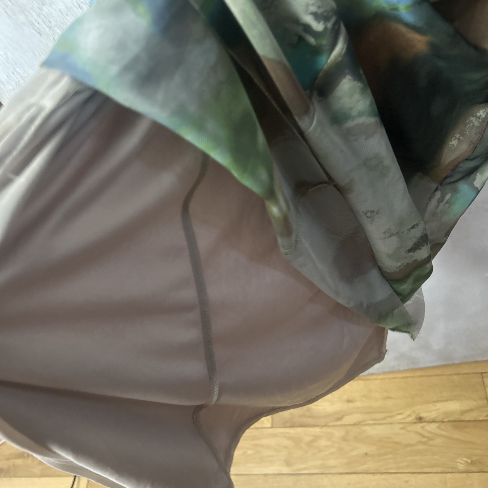Zara Long Tie-dye Tulle Green Dress Size Medium New with Tags (J)