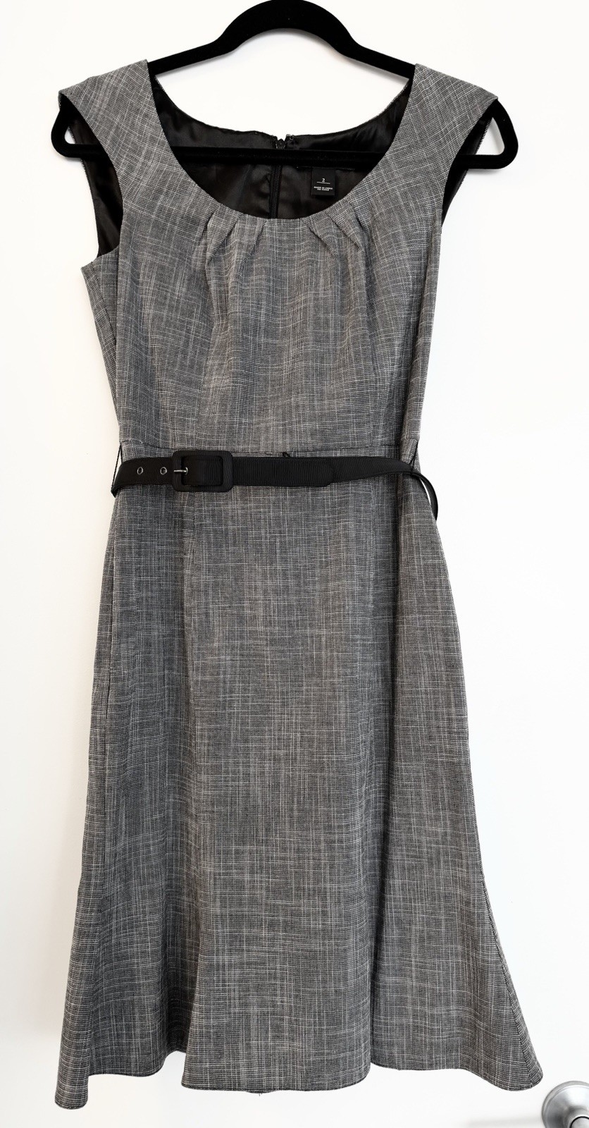 White House Black Market Women’s Black And White Shift Dress With Belt Size 2