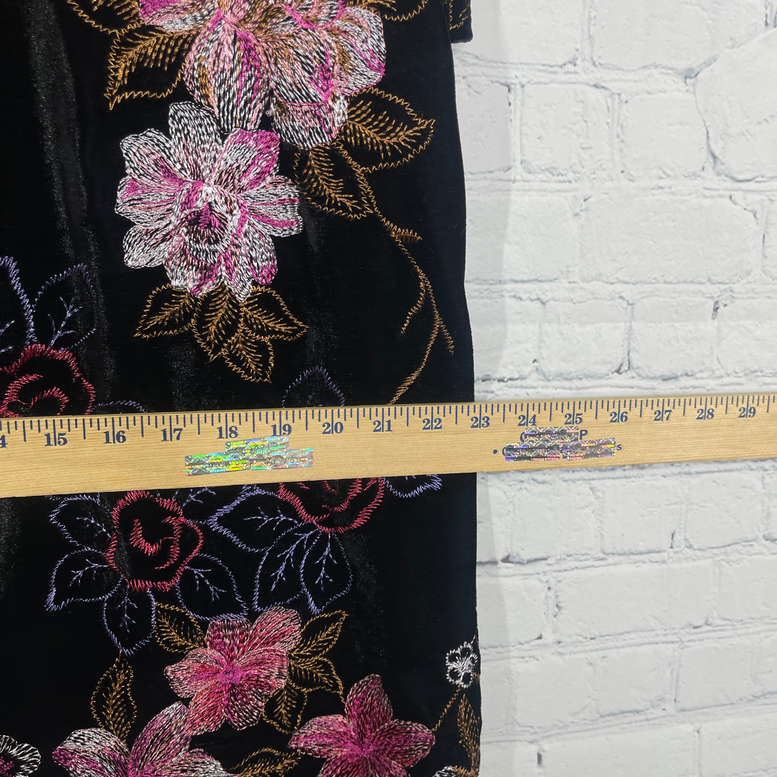 Beige Eci Dress Women Size 8 Pullover Velvet Floral Whimsygoth Embroidered