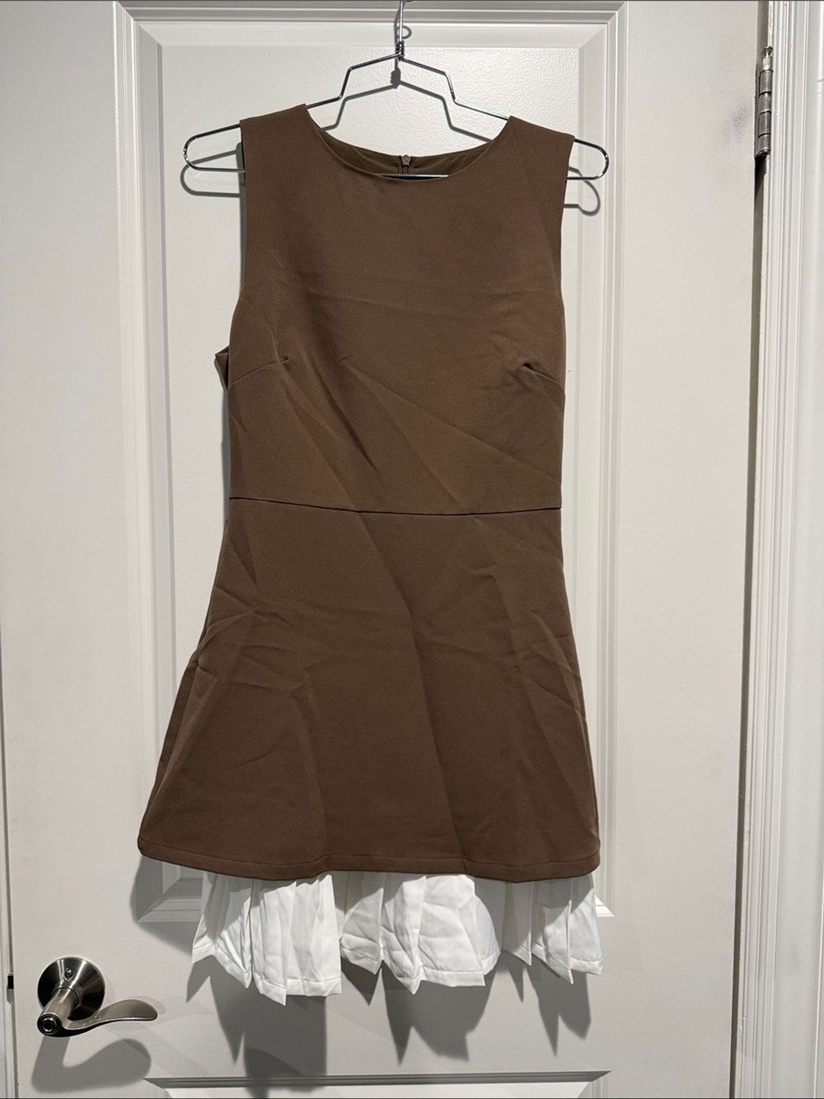 Commense Olive Brown and White Layered Dress