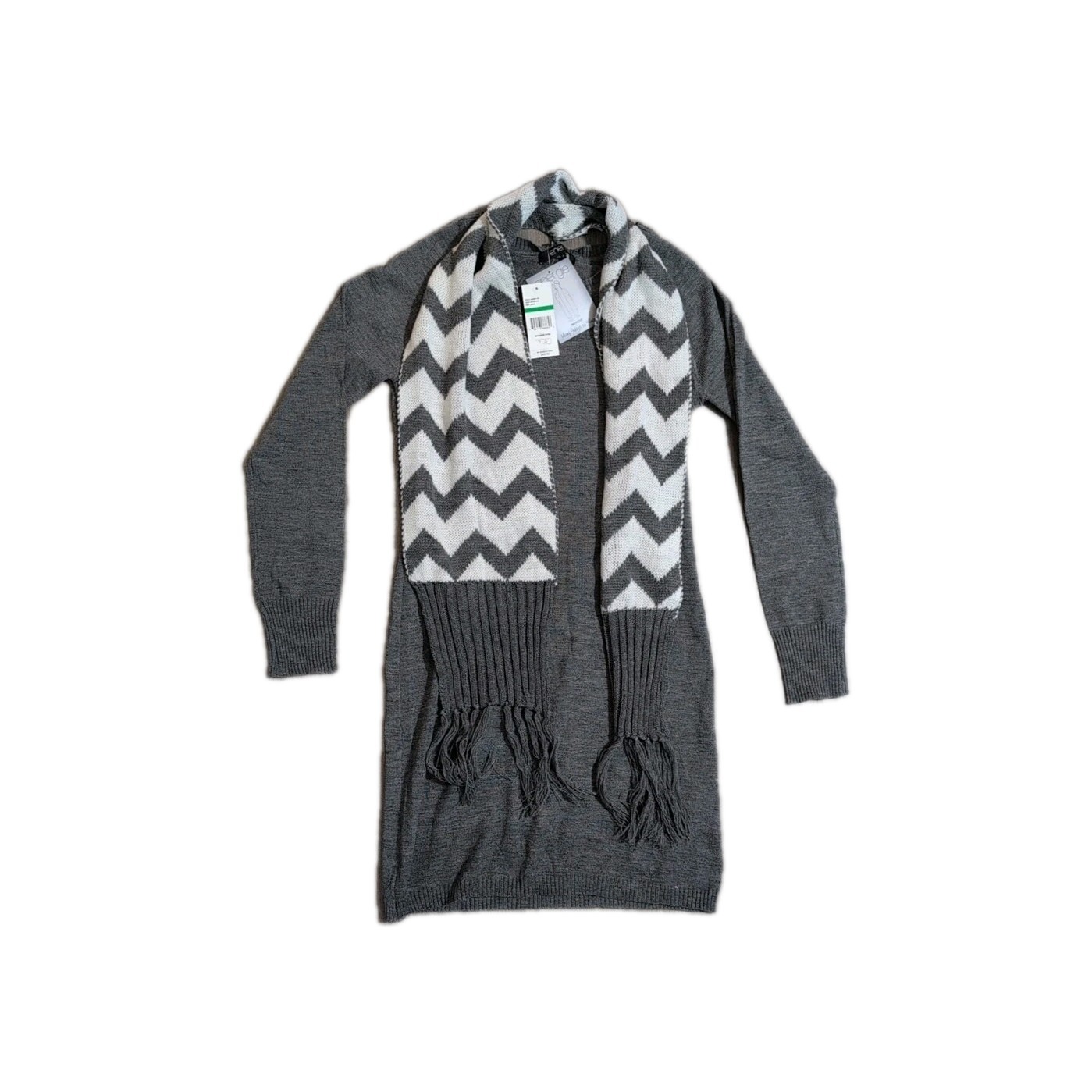 Energie Womens Gray Sweater Dress Large With Scarf 2-in-1 Long Sleeve
