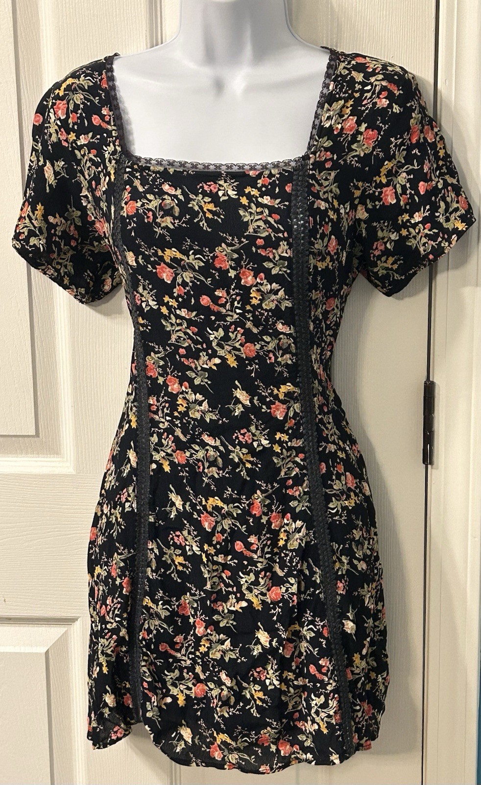 Clio 90s Y2K Grunge Goth Romantic Floral Mini Corset Lace Dress Whimsy Festival
