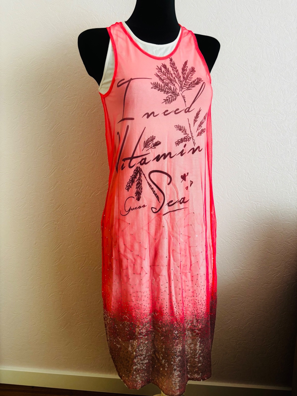 Ladies Guess summer white pink dress size XS 34 top