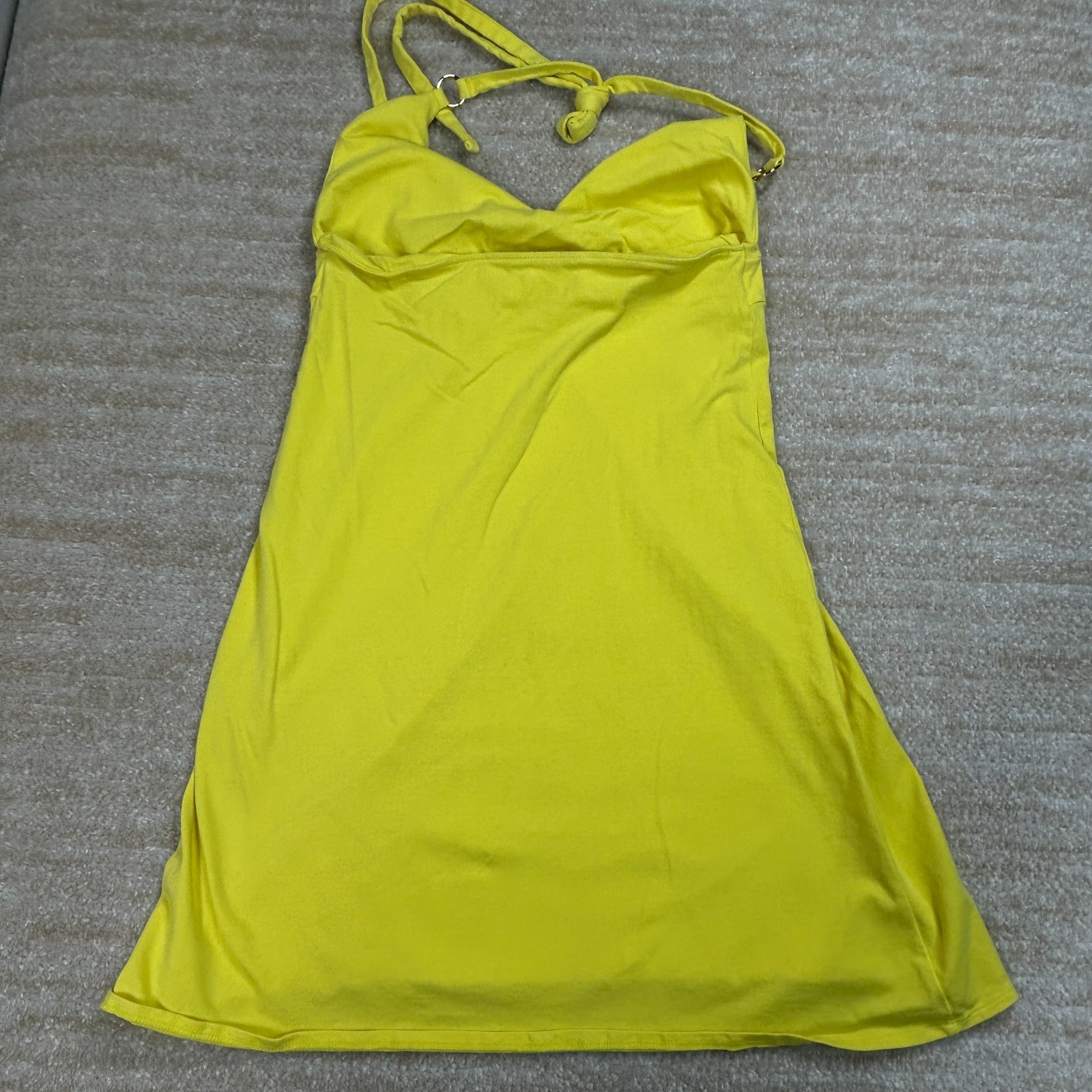 Moda International Womens Medium Yellow Halter Summer Casual Dress