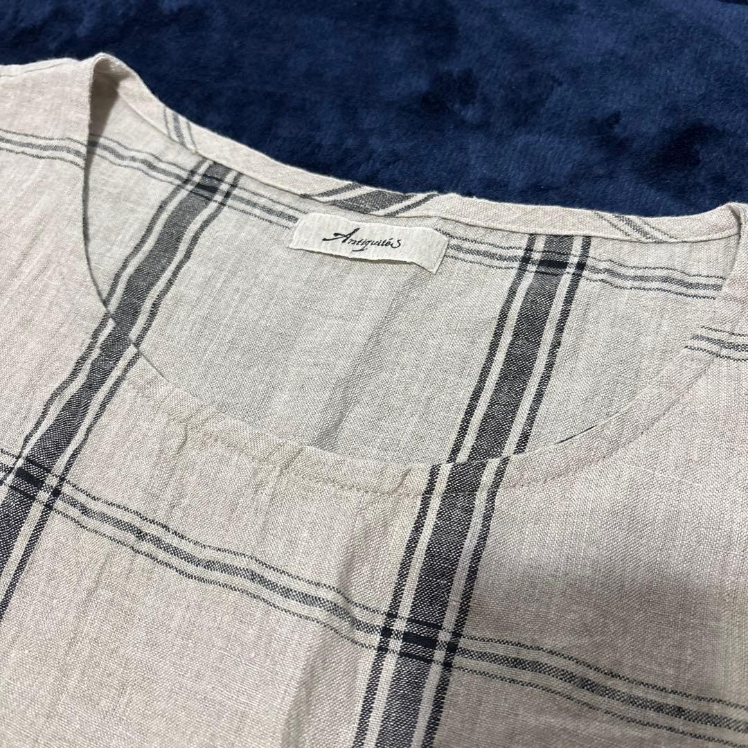 ICHI Antiquités Linen Gathered Sleeveless Dress 52cm 20.5in Width 112cm 44.1in