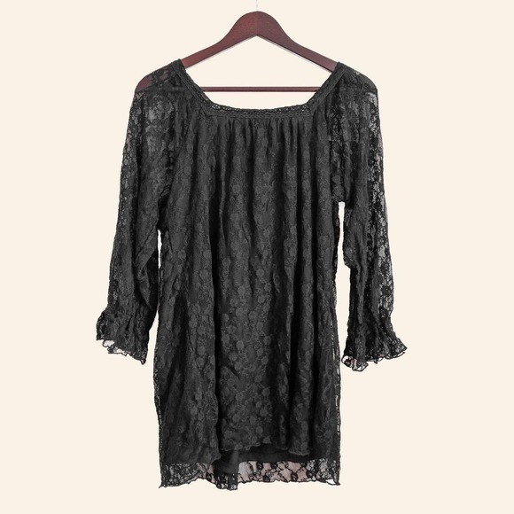 Cristina Black Lace Tunic Top