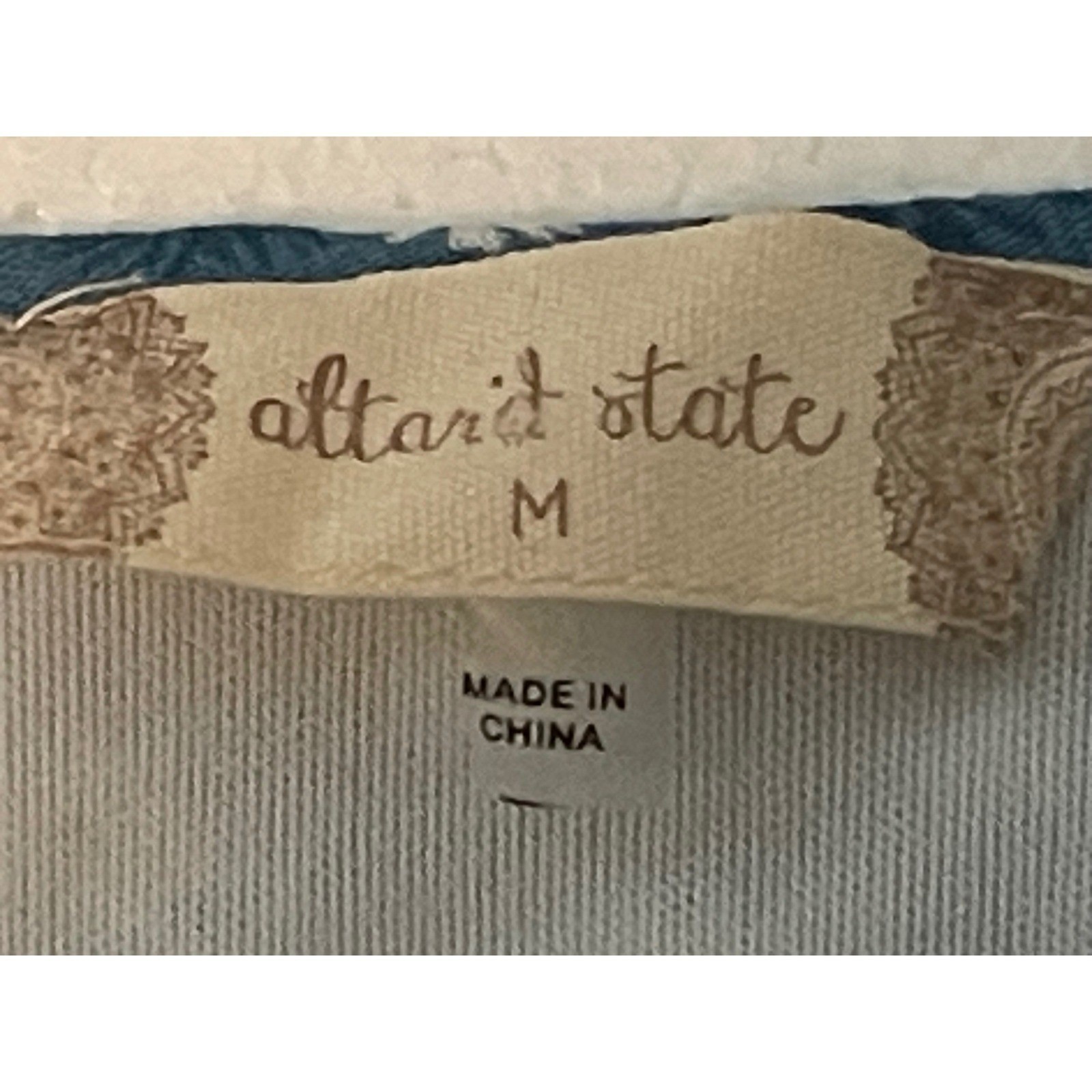 Altar State Blue Daisy Print Flutter Sleeve Tiered Ruffle Dress M boho peasant