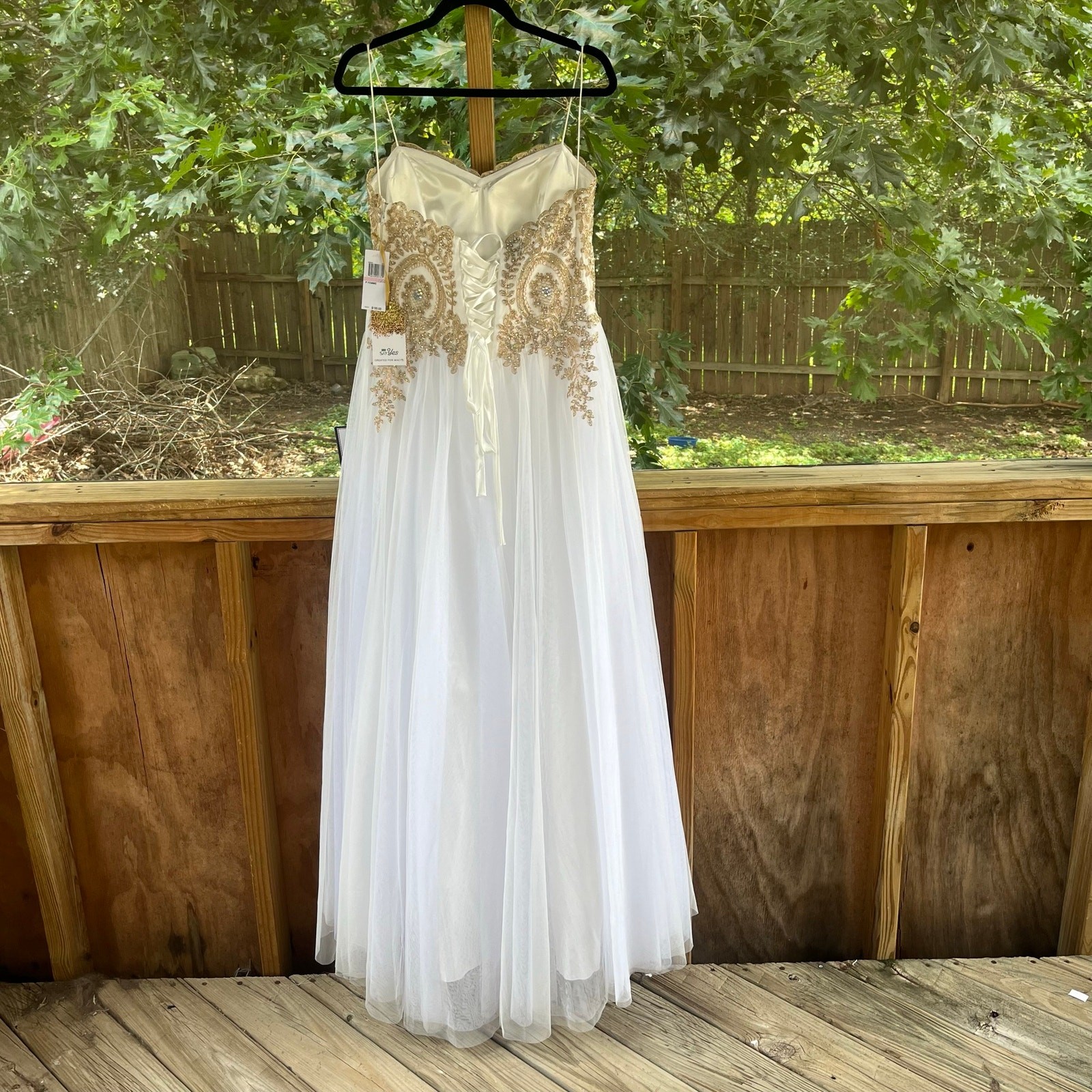 TLC Say Yes White And Gold Beaded Ball Gown Wedding Dress Prom Size 13/14. NEW!