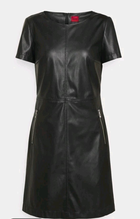 NWT Hugo Boss Kallena Faux Leather Black Dress Sz US 14 ( XXL) IT 48