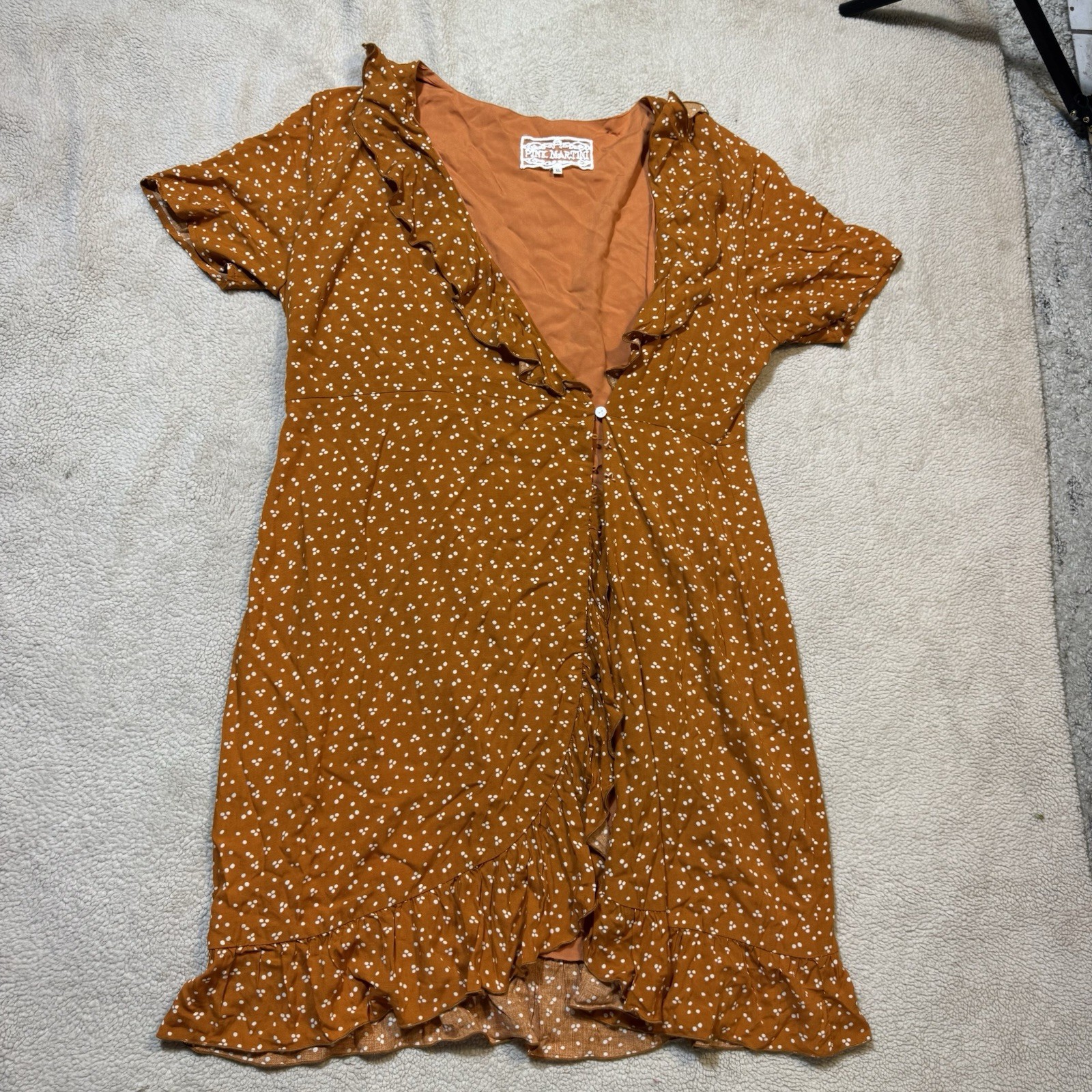 Pink Martini Dress Womens Extra Large The Harvey Dress Orange Polka Dot Wrap