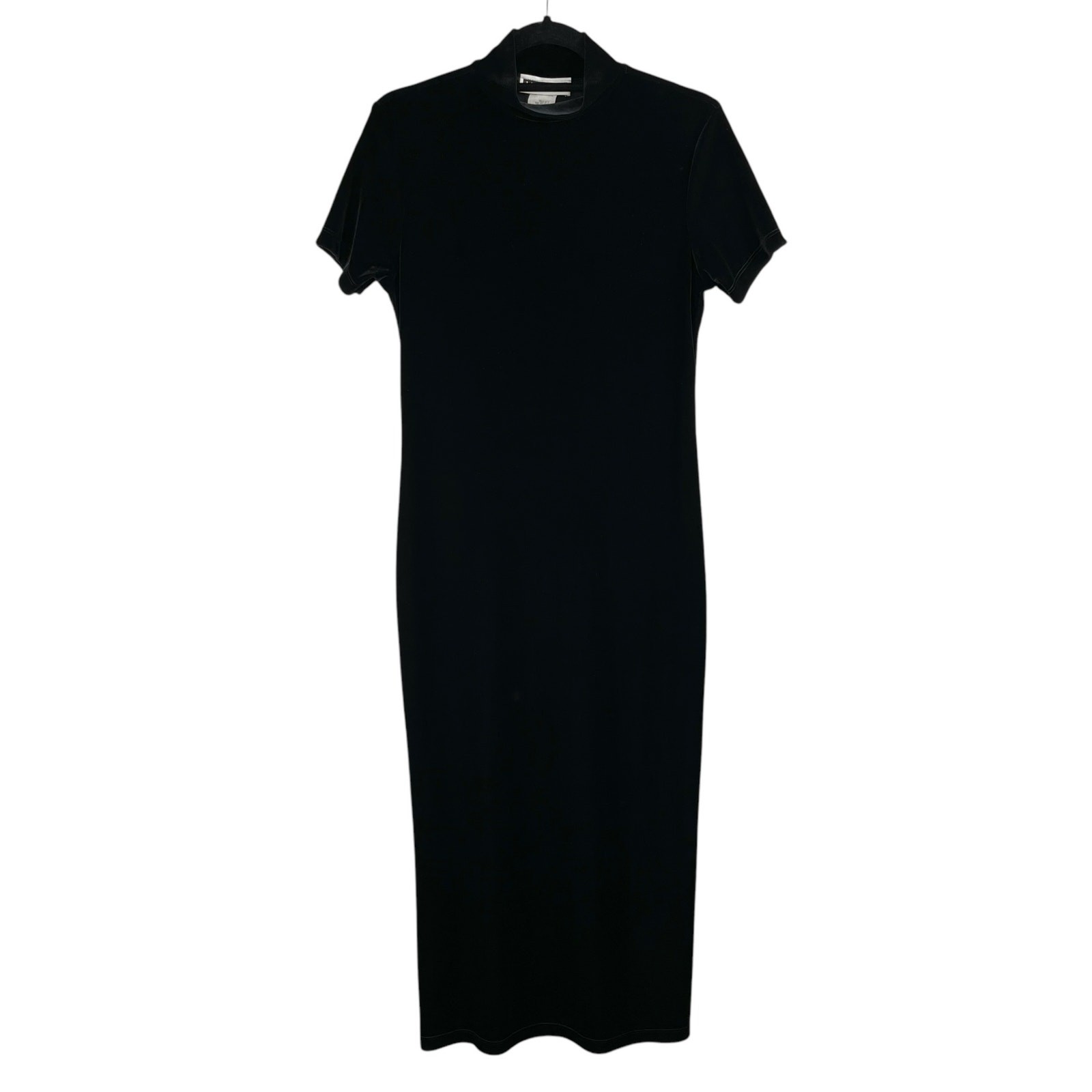 VTG Maurices Black Velvet Mock Neck Bodycon Gothic Glam Midi/Maxi Dress Small