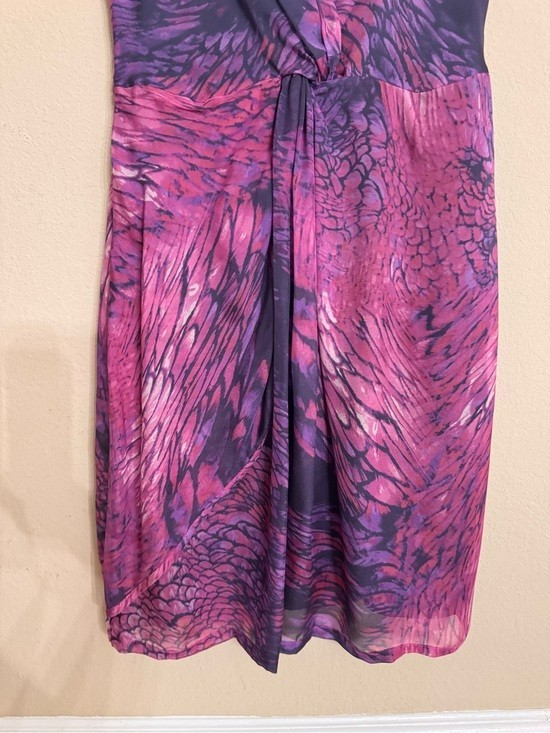 Presley Skye Purple 100% Silk Front Knot Style Sleeveless Tulip Dress, PM EUC