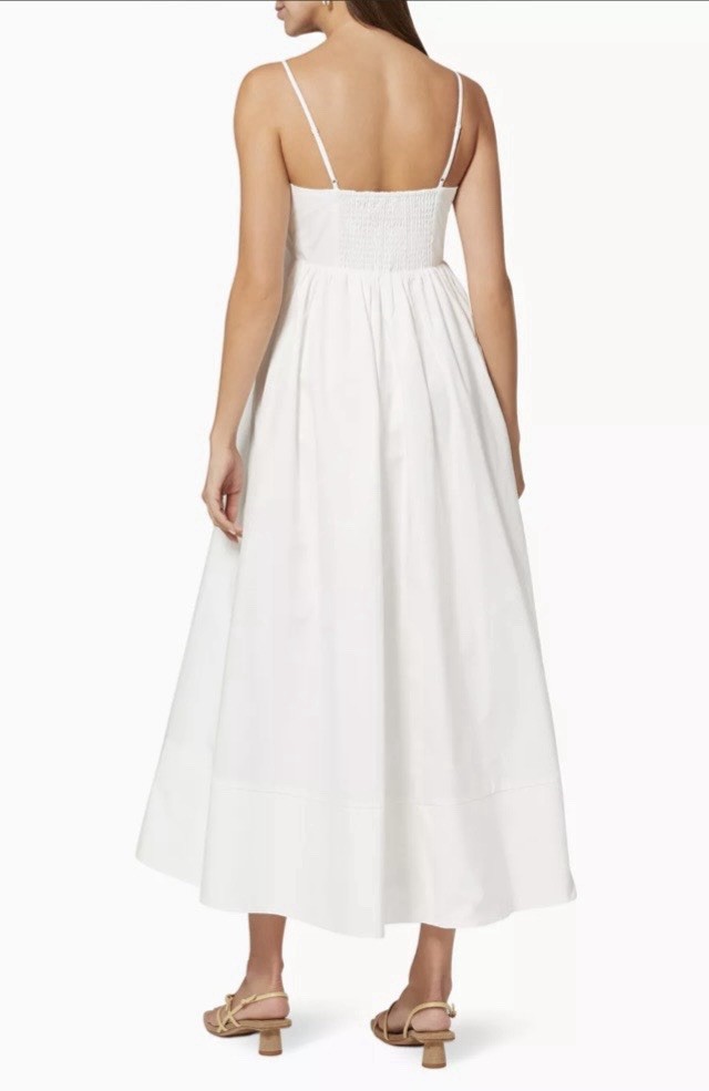 Alemais Selene White Organic Cotton Midi Dress Size 2 -AU 6
