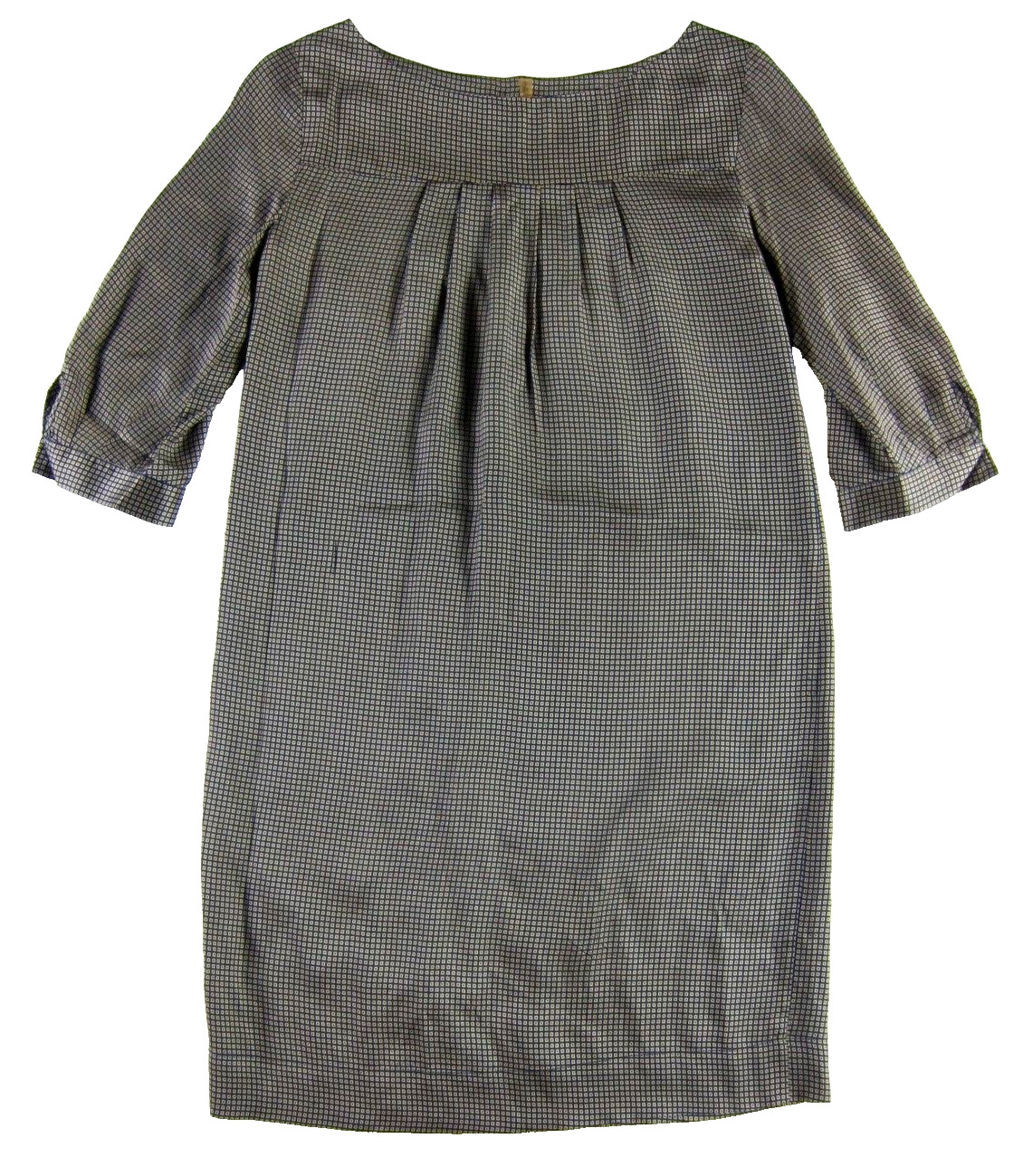 Martin + Osa Rayon Blue Brown Plaid 3/4 Sleeve Shift Tunic Shirt Dress XS